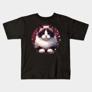 Cute Snowshoe Cat Painting Kids T-Shirt